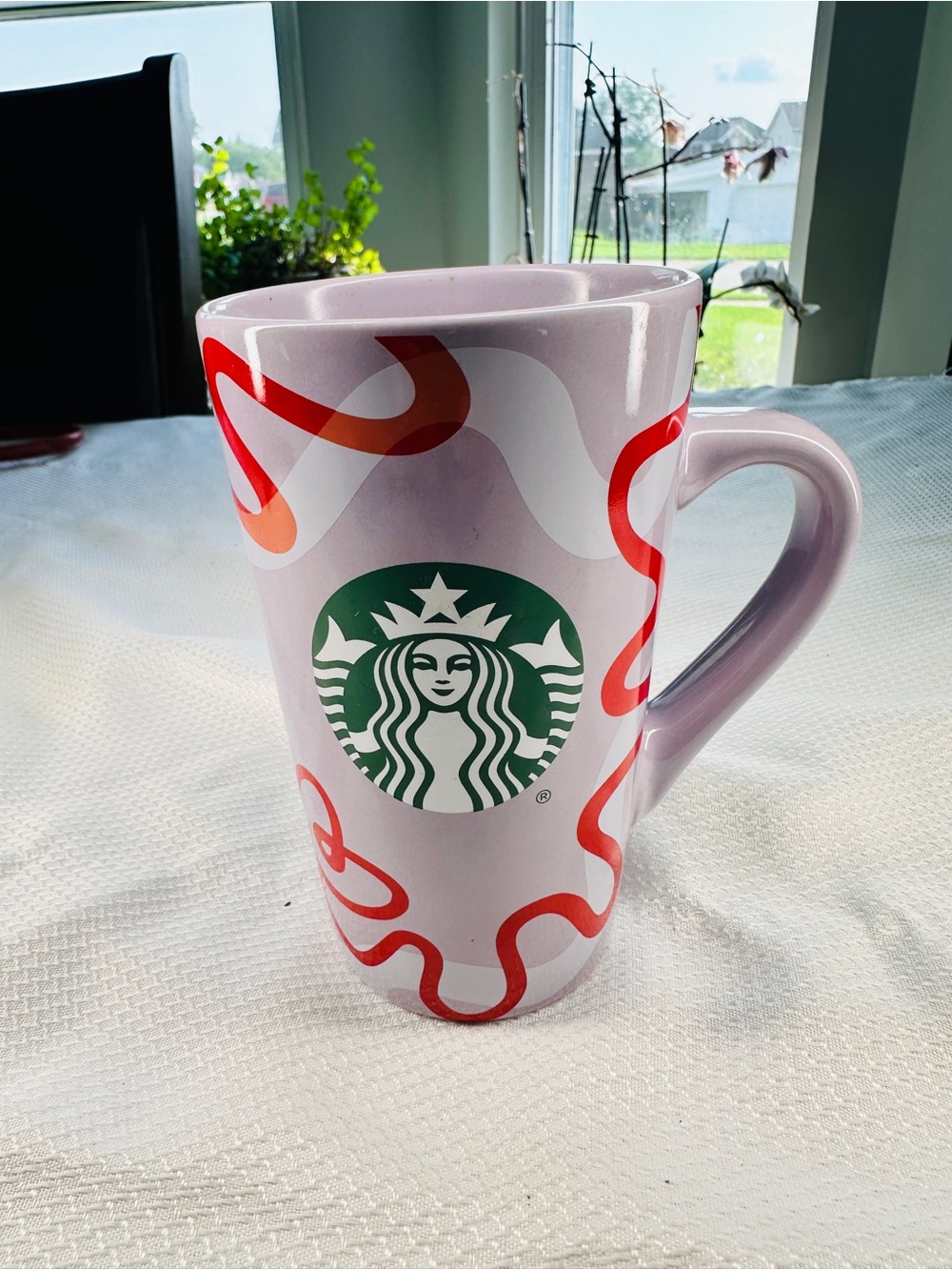 Starbucks Lavender and White Ceramic Mug with Subtle Color Specks